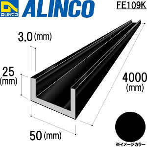 【エントリーで尖んがり10倍!】ALINCO/アルインコ 軽銀通信路 ５０Ｘ２５Ｘ３．０ 黒いこと ４ｍ 品番：FE109K