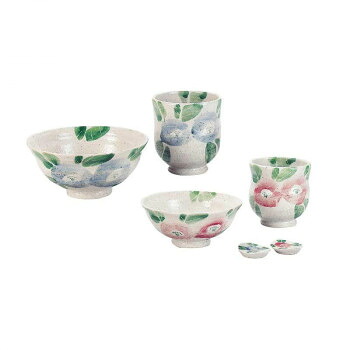 日本製　伝統工芸　九谷焼 九谷和窯 睦揃(箸置付) 染付椿 N140-06｜aline