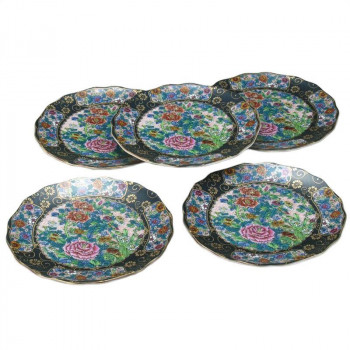 日本製 伝統工芸 九谷焼 6号皿揃 錦絵 N149-04|aline