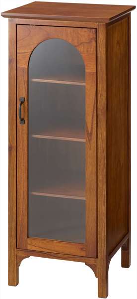 アルシェ キャビネット スリムキャビネット 飾り棚 収納家具 スリム アーチデザイン アーチ扉 アーチ ミンディ材 天然木 アンティーク 小さめ 黒アイアン 収納 扉付き 棚付き ガラス扉