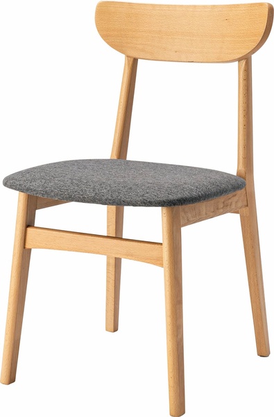 ダイニングチェア チェア 天然木 ファブリック 布張り 完成品 北欧風 モダン カフェ風 ダイニング リビング 食卓 来客用 木製 耐荷重80kg ビーチ ナチュラル CUT-011GY｜aline