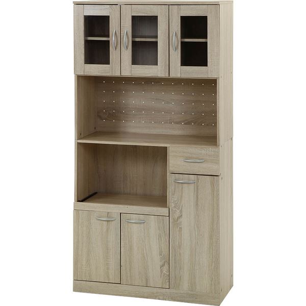 ハイキッチンボード 約高さ180&times;幅90cm ホワイトオーク 組立品【代引不可】｜aline