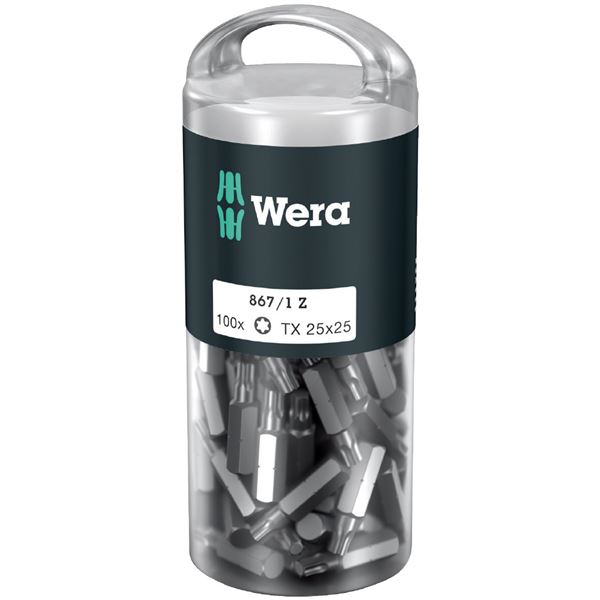 WERA ヴェラ 100本入 トルクスネジ用 ドライバービット 差込6.35mm 刃先サイズTX25 全長25mm 072449 工具 作業工具 ツール DIY