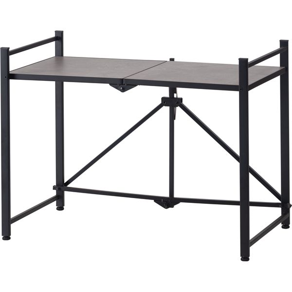 石目調フォールディングレンジラック ブラック （約W62×D37×H45cm） 完成品