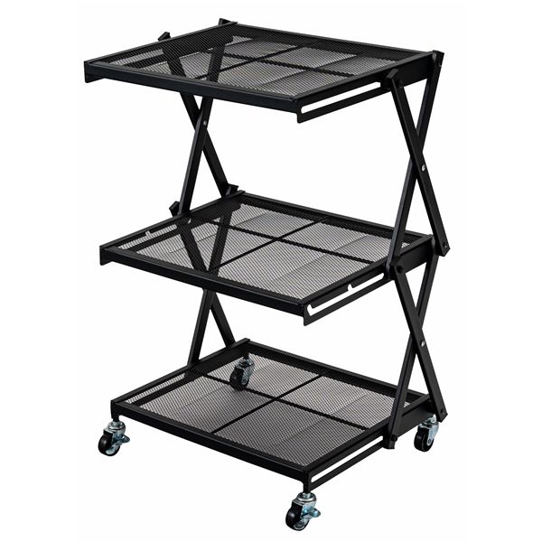 フォールディングラック ブラック （約W45×D34×H53／66cm） 完成品