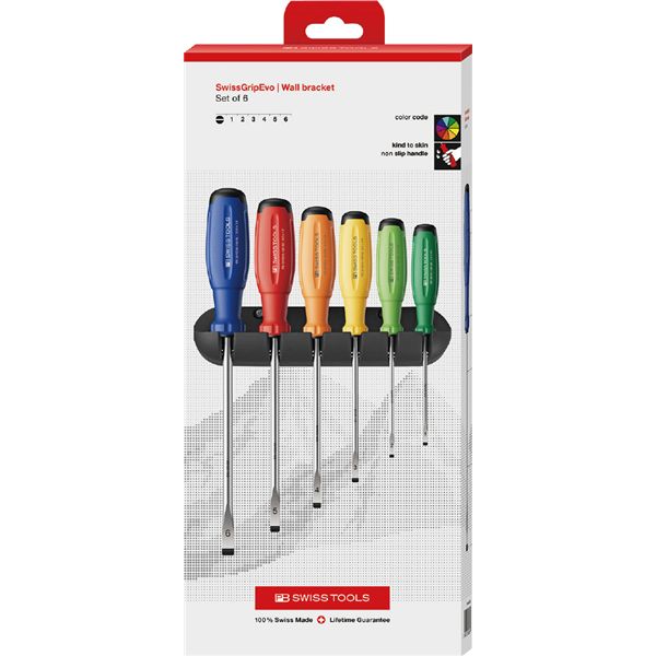 PB SWISS TOOLS ピービースイスツールズ 6本組 レインボーEVO ドライバーセット(BOX) 38240.HRBCBB 工具 ツール DIY 作業工具