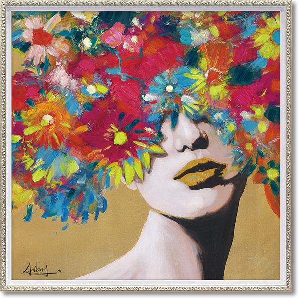 楽天市場】オイルペイント ハンドペイント 63×63cm アート 女性