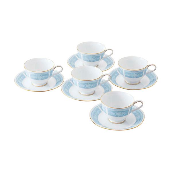 ノリタケ レースウッドゴールド ティー・コーヒー碗皿5客セット カップφ9.2×6.5cm、ソーサーφ15.1×2.3cm C6091585|aline