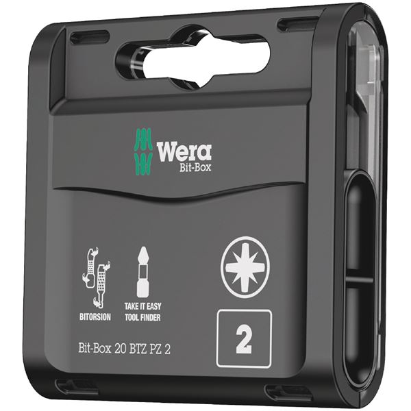 WERA ヴェラ 20本組 差込6.35mm ポジドライブビット セット カラーコード付き サイズPZ2 全長25mm 057761 工具 ツール DIY