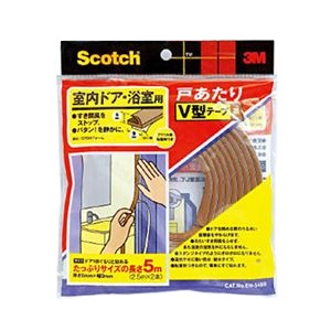 （まとめ） 3M 室内ドア・浴室用戸あたりV型テープ茶 6mm×9mm×5m EN-54BR 1巻 【×10セット】
