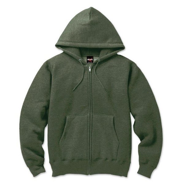 裏起毛 フルジップ パーカー XXLサイズ カーキ 12.5oz ヘビーウェイト 綿混 コットン混 保温力抜群 男女兼用