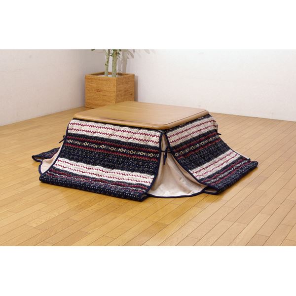 薄掛け こたつ布団 【単品 ネイビー 280&times;320cm】 折りたたみ収納可 起毛 フランネル ゆったりーな 省スペース 〔リビング〕【代引不可】｜aline