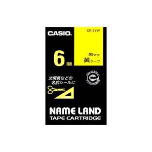 (業務用5セット) CASIO カシオ ネームランド用ラベルテープ 【幅:6mm】 XR-6YW 黄に黒文字