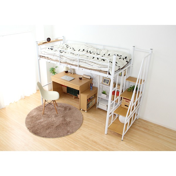 楽天市場】ロフトベッド 階段付き シングル ベッドフレームのみ