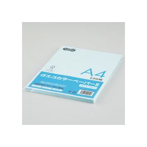 （まとめ） TANOSEE αエコカラーペーパーII A4 ライトブルー 少枚数パック 1冊（100枚） 【×15セット】