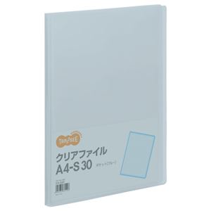 （まとめ） TANOSEE クリアファイル A4タテ 30ポケット 背幅17mm ブルー 1冊 【×30セット】