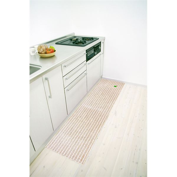 【15個セット】 キッチンマット/フロアマット 【45×240cm ベージュ】 裏面すべり止め加工 『ナチュラルクローバー』 25,680円