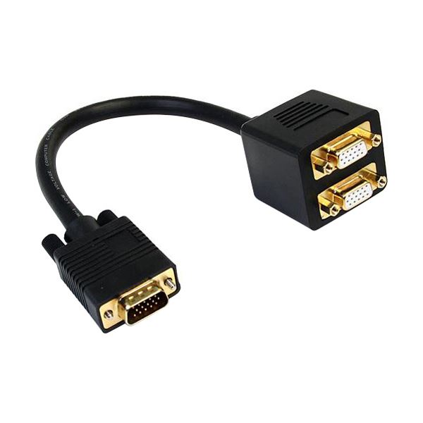 （まとめ）StarTech.com VGAスプリッタ/分かちあう有線テレビ 1× VGA雄-2× VGA刃針 分かちあう器 30珊 黒いこと VGASPL1VV 1個 【×3書き割り】