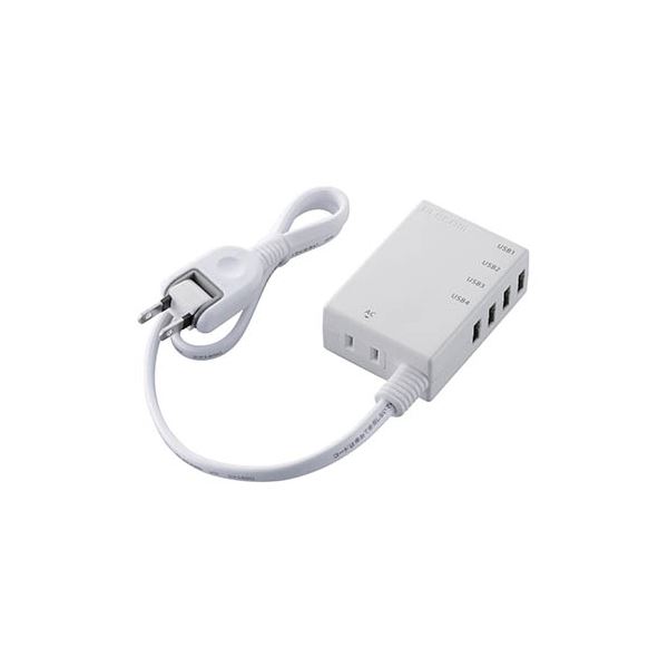 （まとめ） エレコム USB水道栓/USB刃針×4/AC×1/有線テレビ60珊/3.1A/白いこと MOT-U06-2144WH 【×2書き割り】