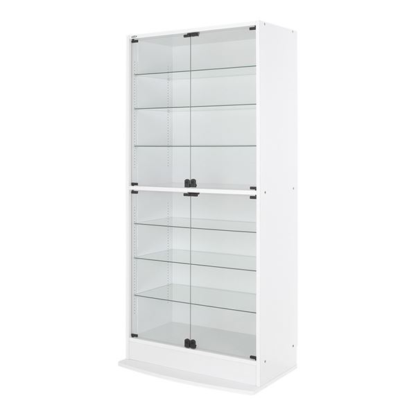 コレクションケース/収納棚 【ワイド ハイタイプ 本体 奥行39cm ホワイト】 幅83.1cm 強化ガラス扉 棚板 【組立品】【代引不可】｜aline