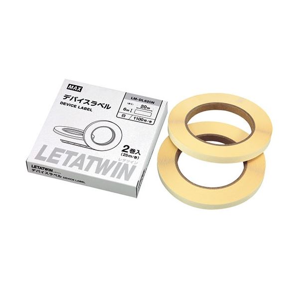 マックス レタツイン デバイス付け紙 6×20粍幅 1100枚/巻 LM-DL620N 1箱(2巻)