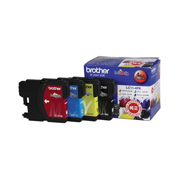 (まとめ) ブラザー BROTHER インクカートリッジ お徳用 4色 LC11-4PK 1箱（4個：各色1個） 【×10セット】
