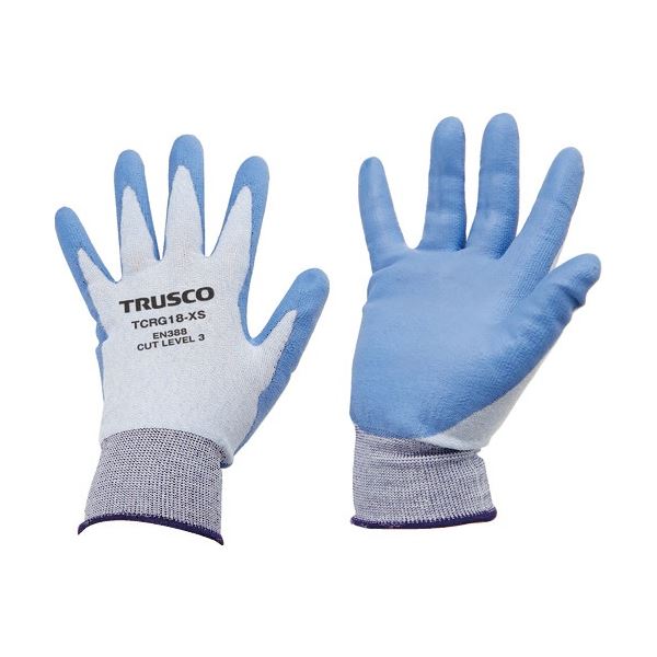 (まとめ) TRUSCO 耐切創グローブ ポリウレタン上塗り 18ゲージ編 XS大いさ TCRG18-XS 1双 【×3書き割り】