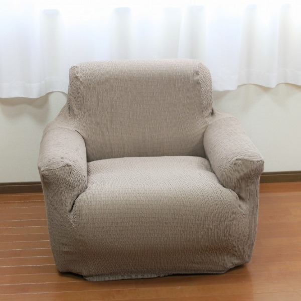 フィット ソファーカバー 幅60~90cm用 1人掛け用 ベージュ 肘付き用 洗える 日本製 綿混素材 トリコ リビング ダイニング|aline