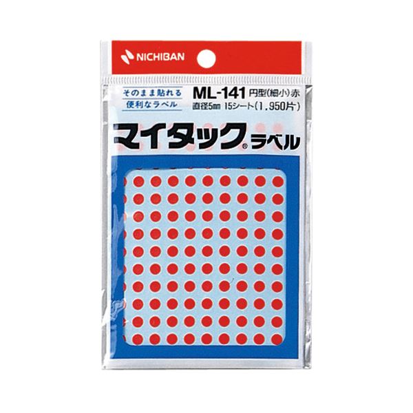 (まとめ) ニチバン マイタック カラーラベル 円型 直径5mm 赤 ML-1411 1パック(1950片：130片×15シート) 【×50セット】