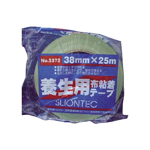 (まとめ) スリオンテック 養生用布粘着テープ 38mm ライトグリーン 337200-LG-00-38X25 1巻 【×30セット】