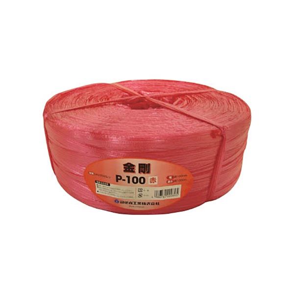 (まとめ) 司化成工業 ツカサ 手結束用PP縄(ツカサテープ) 赤 P-100R 1巻 【×3セット】