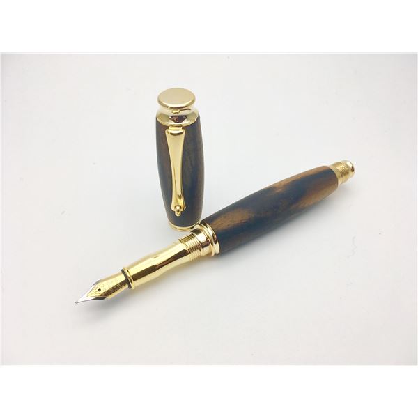 銘木材 万年筆/文房具 【黒柿 くろがき】 日本製 中太字 文具 オフィス用品 ステーショナリー｜aline