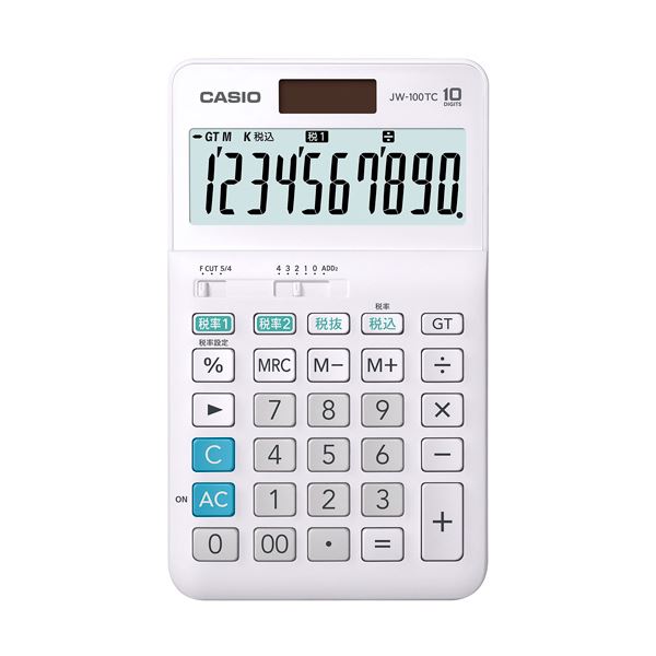 (まとめ)カシオ W税率電卓 10桁ジャストタイプ JW-100TC-N 1台【×5セット】|aline