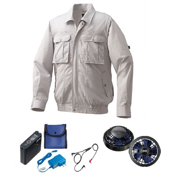 KU9054F 空調服 R ポリエステル製 フルハーネス対応 FAN2300B・RD9261・LISUPER1セット シルバー 3L 楽天市場】KU9054F 空調服 R ポリエステル製 フルハーネス対応