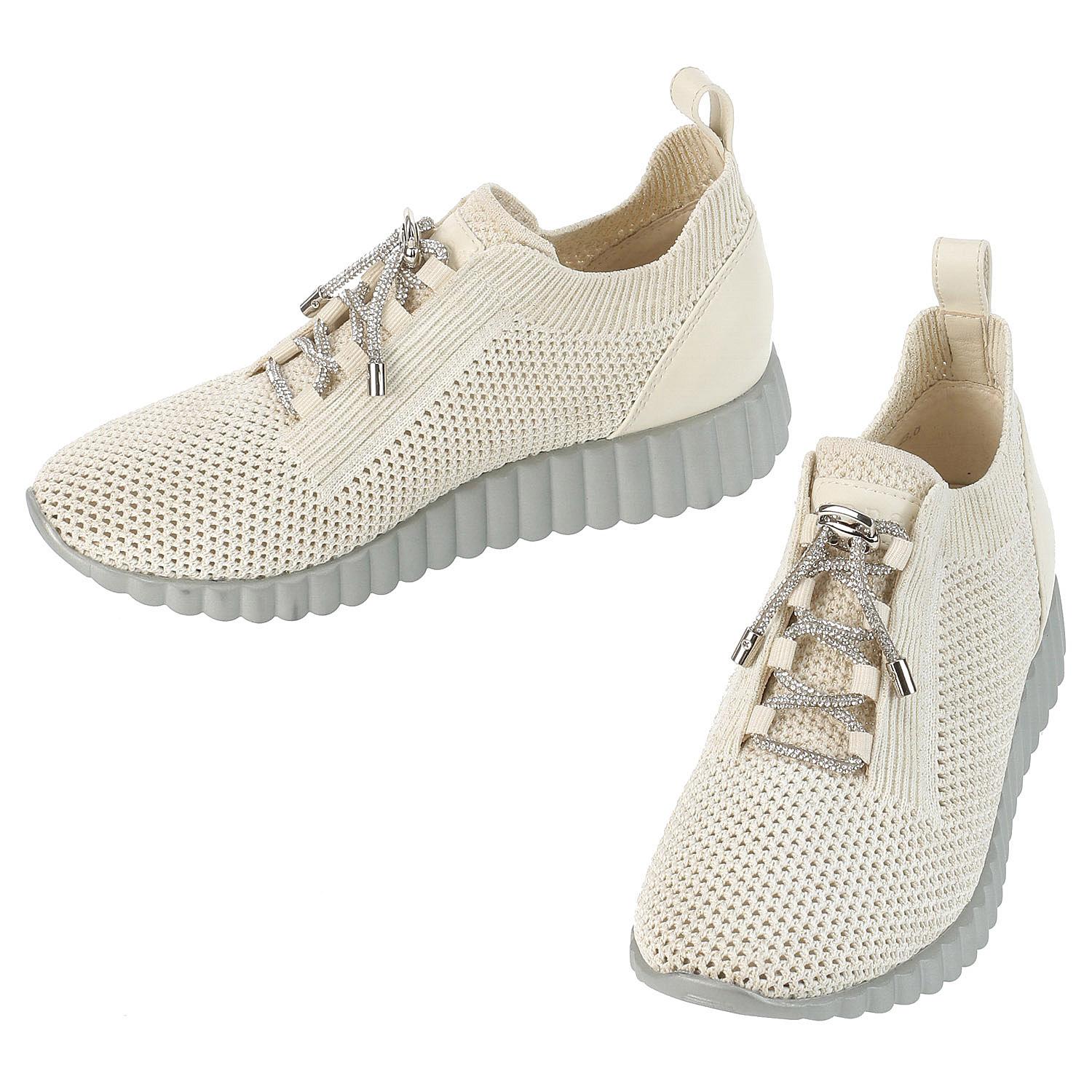 Monet ニットコンビシューズ クリーム 24.0CM カラー:クリーム サイズ:24.CM