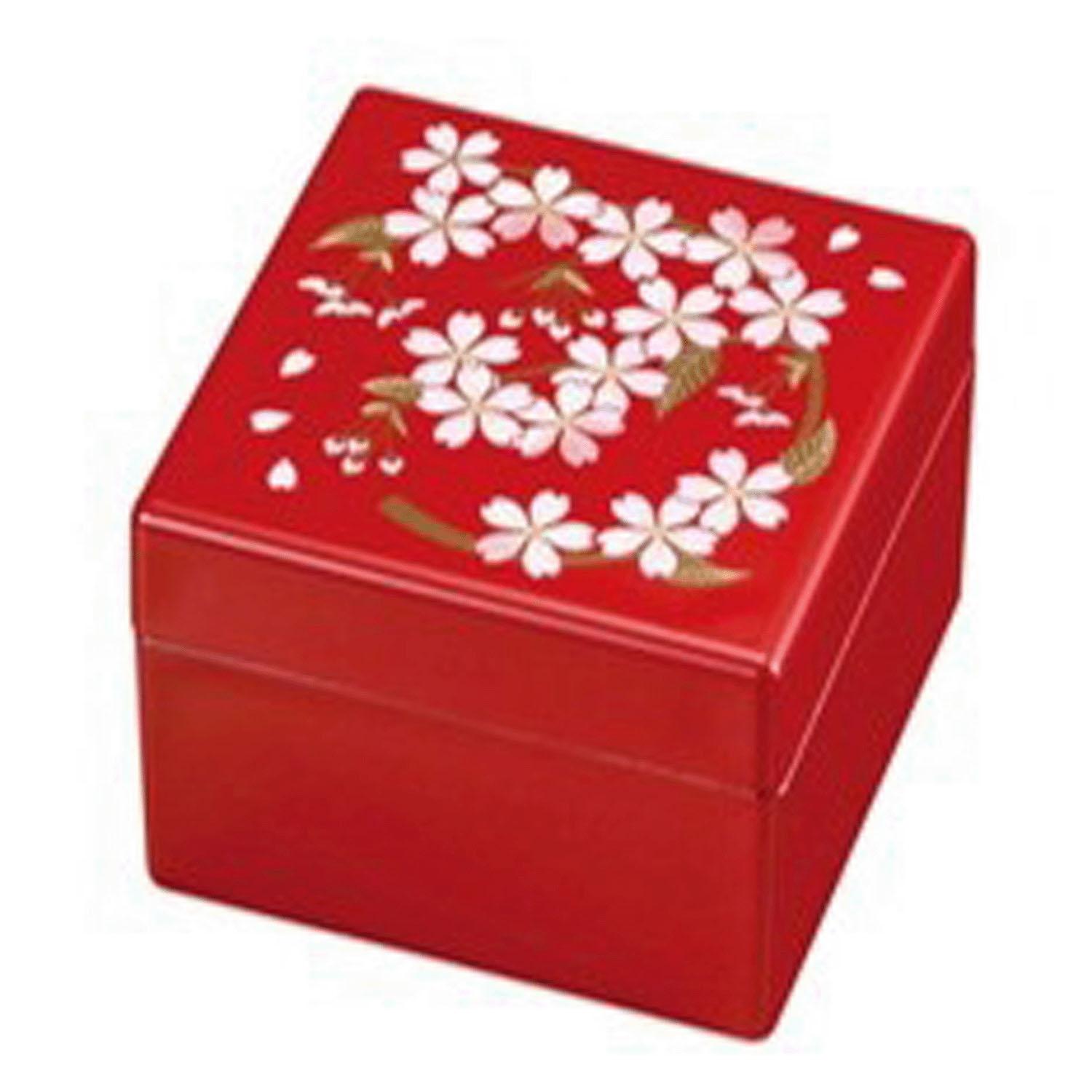 オルゴール 漆器 角宝石箱 さくら野 朱
