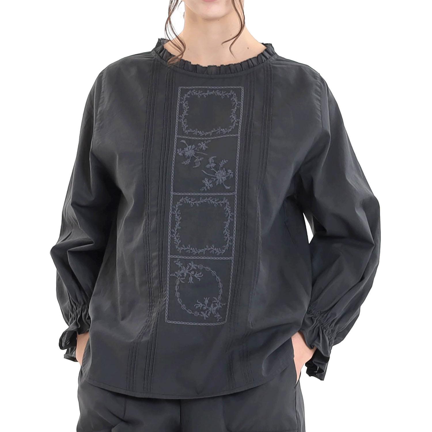 Narue 60ローンフローラピンタックパジャマ 濃灰色薄墨色 M