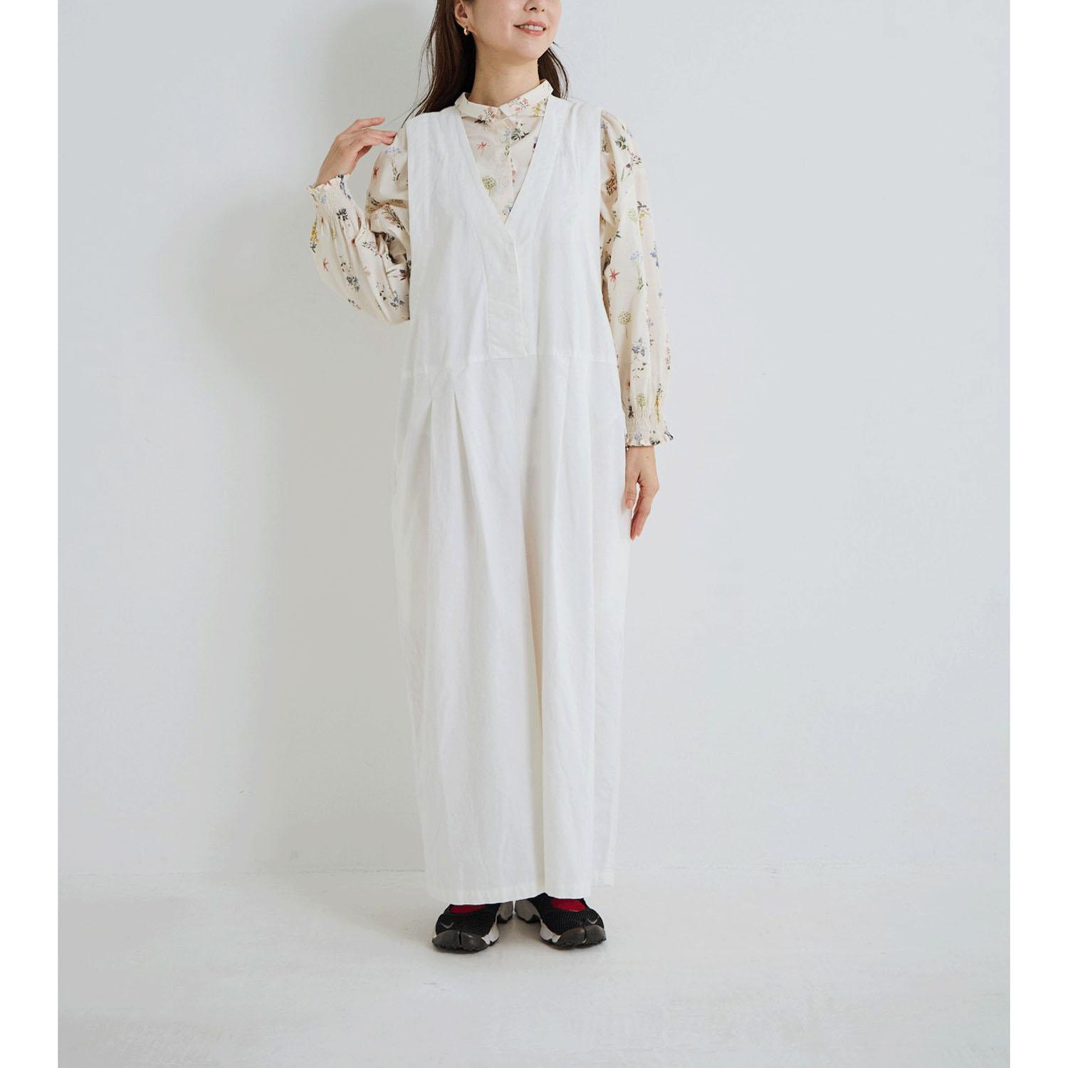 YURK geniet van ダンガリーサロペット オフホワイト F(フリー) サイズ:F（フリー）