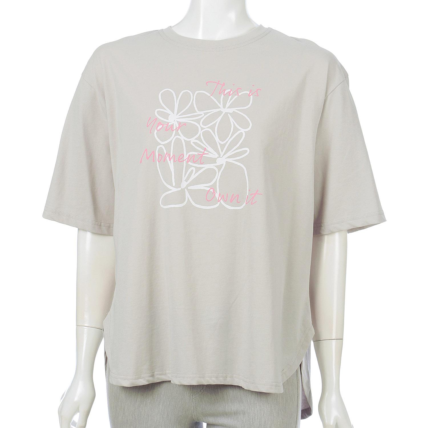 【Insta Live】アウトラインプリントTシャツ グレー F(フリー) サイズ:F（フリー）