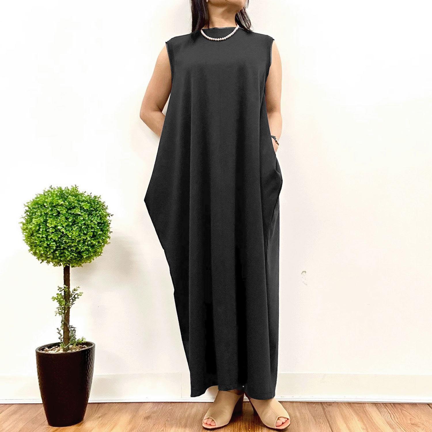MONiLE サイドドレープカットワンピース 黒いこと F(無償性) 大きさ:F（無償性）