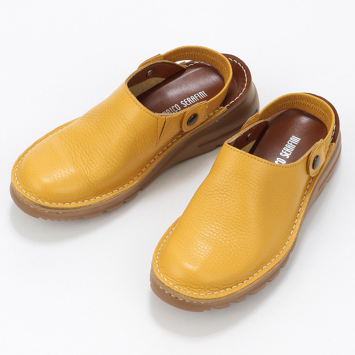 ENRICO SERAFINI 2WAYバックバンドサボシューズ 黄色 23.5コマーシャル
