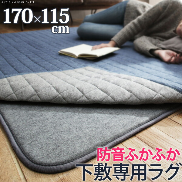ラグ 下敷き 厚手 防音ふかふか下敷専用ラグ 〔ふかピタ〕 170x115cm (1.5畳用) 長方形 ふっくら カーペット ラグマット 洗える 床暖房 ホットカーペット対応 リビング 滑り止め スミノエ