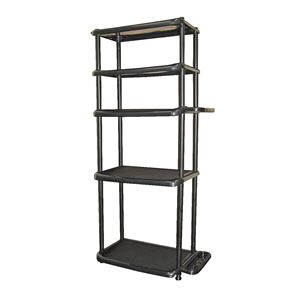 【8個セット】 ロング大容量シューズラック（下駄箱/靴収納棚） 5段 幅56cm×奥行31cm×高さ122.5cm フック付き 日本製 ブラック