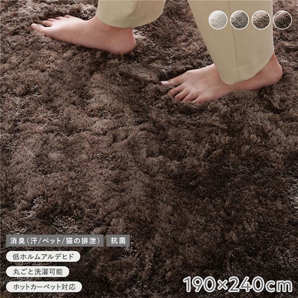 密集してシャギーラグ 約190×240糎 濃灰色モカ 抗菌 消臭 洗える ウォッシャブル 熱っぽい引っ敷き 床暖房装置可 上滑り打ち切り付 オール時節 通年 シャギーラグ 引っ敷き 引っ敷き 引っ敷き 立ち会い場引っ敷き ラグカーペット 床材 敷き物 リビング 昼御飯 室内装飾調度品