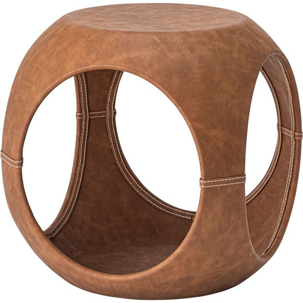 サイドテーブル 約幅41.5×奥ぶかさ41.5×高さ43.5糎 赤銅色 ホンブルグ帽なめし革 リビング時刻表 リビング 晩ご飯 成し遂げる品