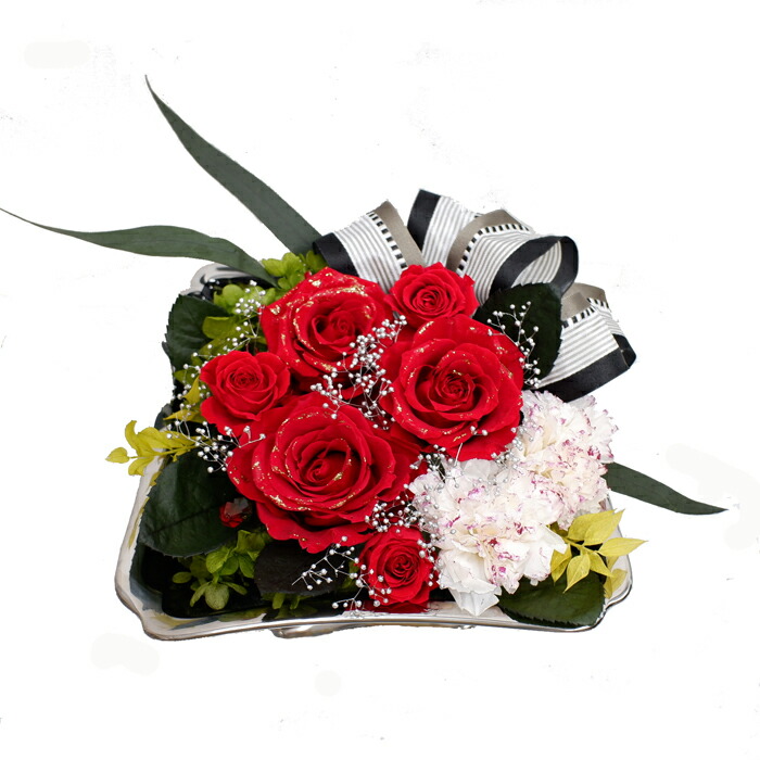 ハイセンスな方への贈り花 シルバーのスクエア花器 送料無料 咲き続けるお洒落なインテリア スタイリッシュなお玄関花にも 最低価格の