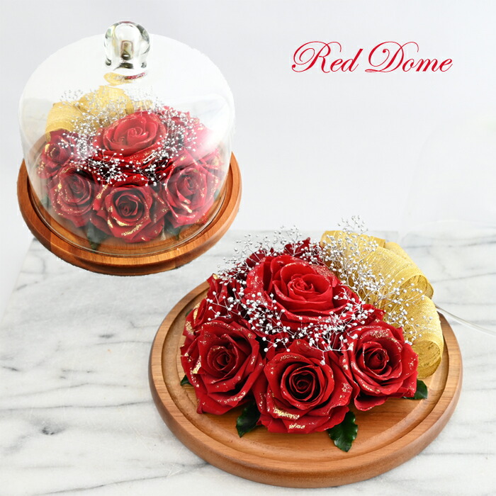 出店２５周年記念【レッド・ドーム】真紅の超大輪薔薇プリザーブドフラワー ゴージャス サプライズ 結婚祝い 記念日 プレゼント ギフト