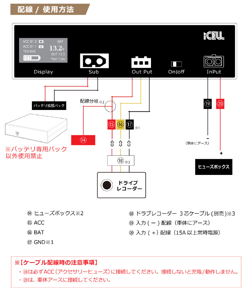 ドライブレコーダー ドラレコ 外付けバッテリー 駐車監視 大容量 76時間分 12v 普通車 Pse取得 急速充電 メーカー保証2年付き 外部バッテリー Ikeep Icell B12a Chelsesgreenhouse Com