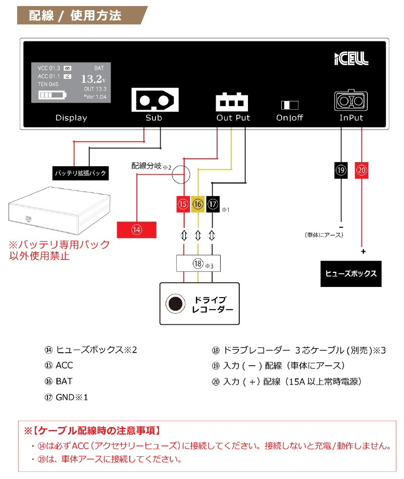 駐車監視 ドラレコ 大容量 ドライブレコーダー ドラレコによるバッテリー上がり対策 車用品 ドライブレコーダー 普通車 76時間分 12v 12v 急速充電 外付けバッテリー 外部バッテリー Ikeep Pse取得 メーカー保証2年付き Icell B12a Alinks 店