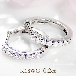 美品 K18WG ダイヤ 18金ホワイトゴールド ピアス 1.2g P417 販促